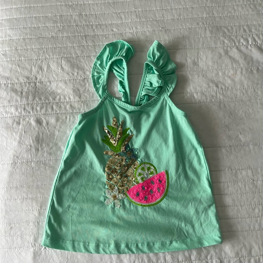 Isaac Mizrahi Kids Tank Top - Mint with Pineapple and Watermelon